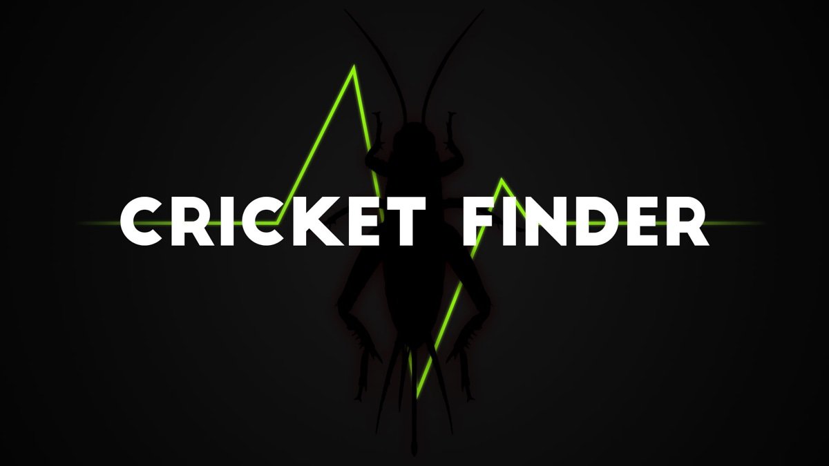 Cricket Finder logo: a cricket silhouette behind a green sound wave